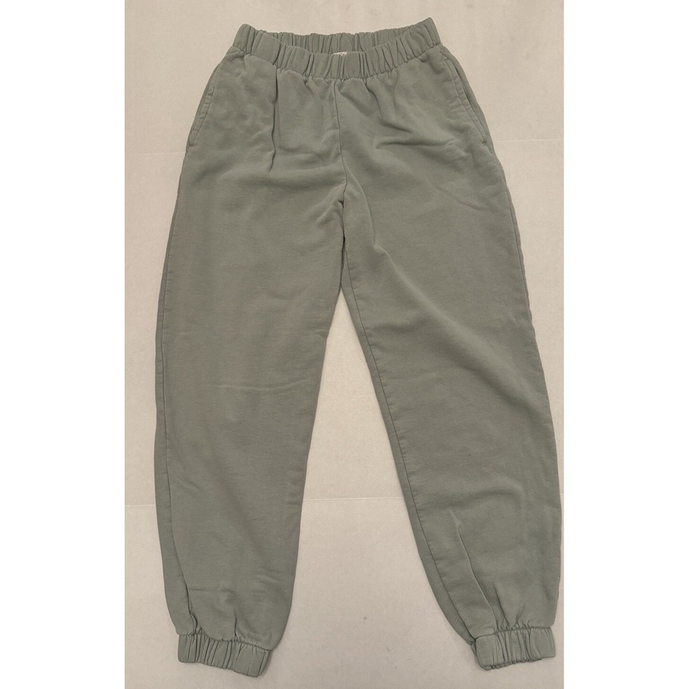 John Galt Womens Heavy Cotton Sweatpants Joggers Sage Green